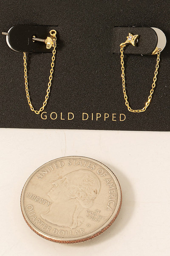 Gold Dipped Dainty Chain Earrings (8303075262715)