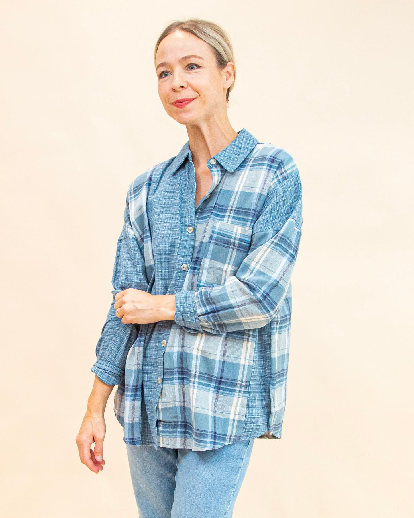 Pattern Play Plaid Shirt in Denim Multi (9062125568251)