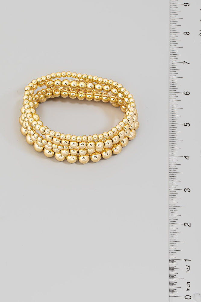 Metallic Ball Beaded Bracelet Set (8349258350843)