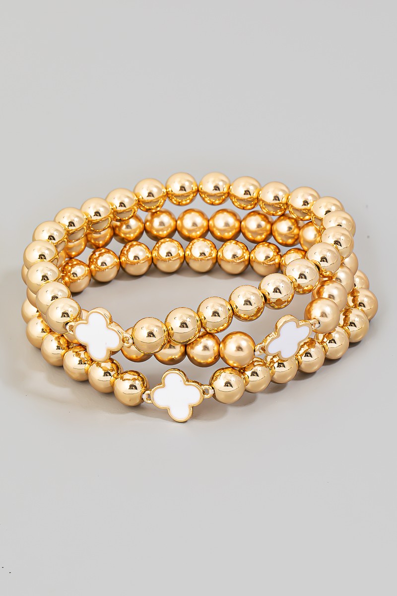 Clover Charm Layered Beaded Bracelet Set (8349261103355)