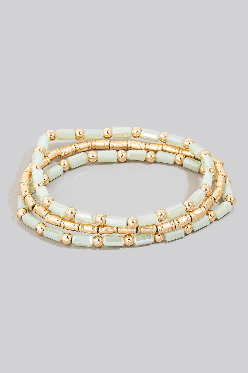 Faceted Tube Beaded Bracelet Set (8685129662715)