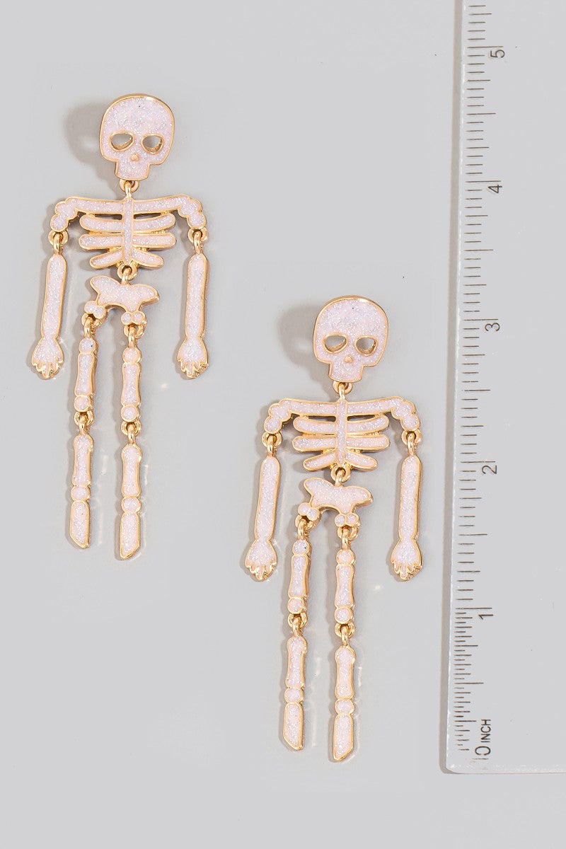 Glittered Resin Skeleton Dangle Earrings (8734350573819)