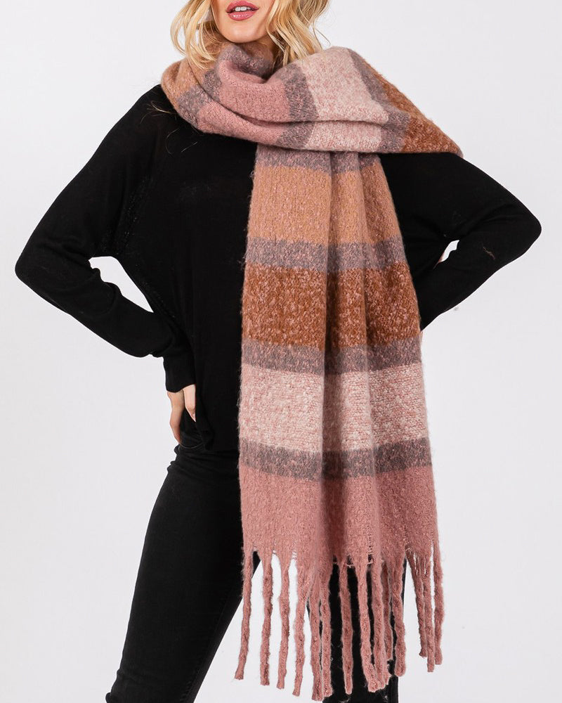 Multi Color Striped Blanket Scarf (8852703576315)