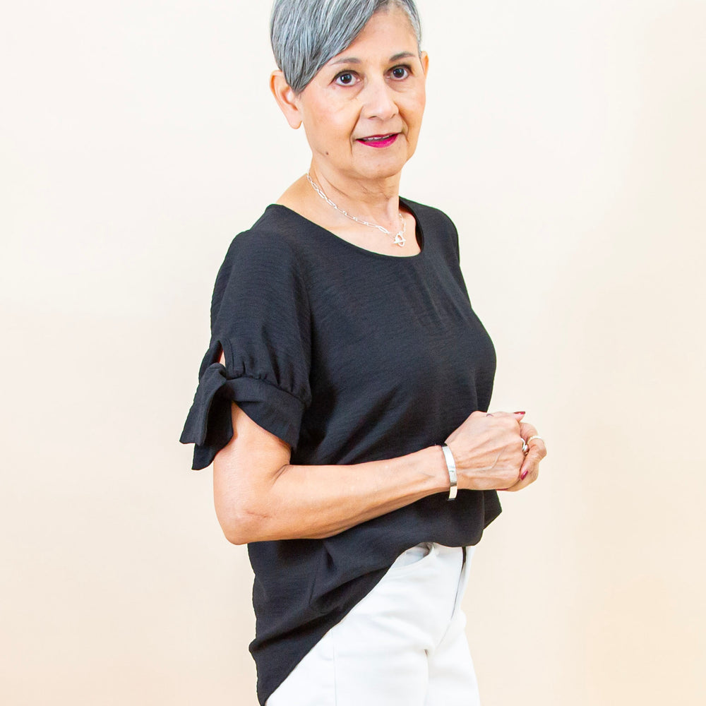 Sweet Ties Top in Black (8992696467707)