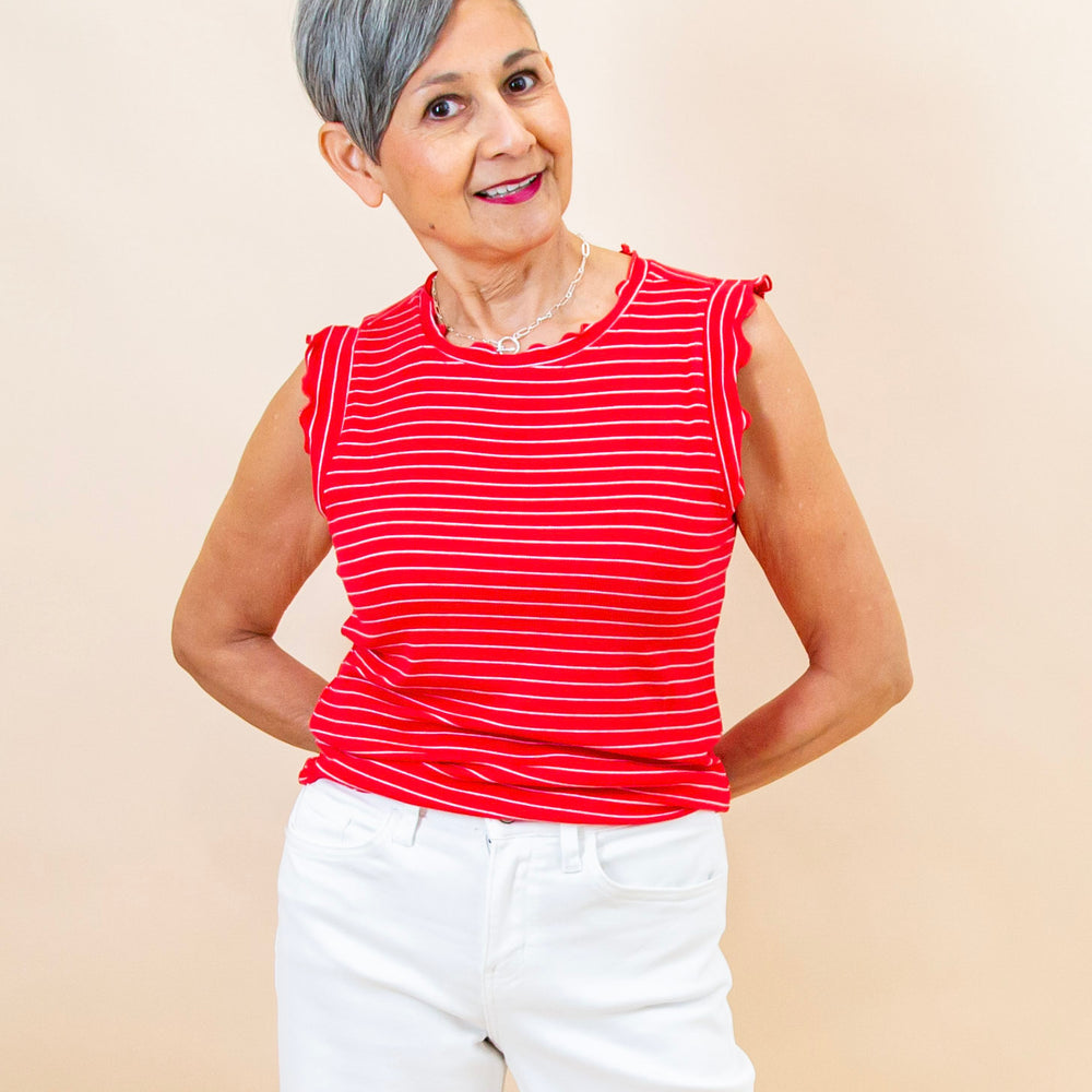 Fine Line Top in Ruby/White (8992695845115)