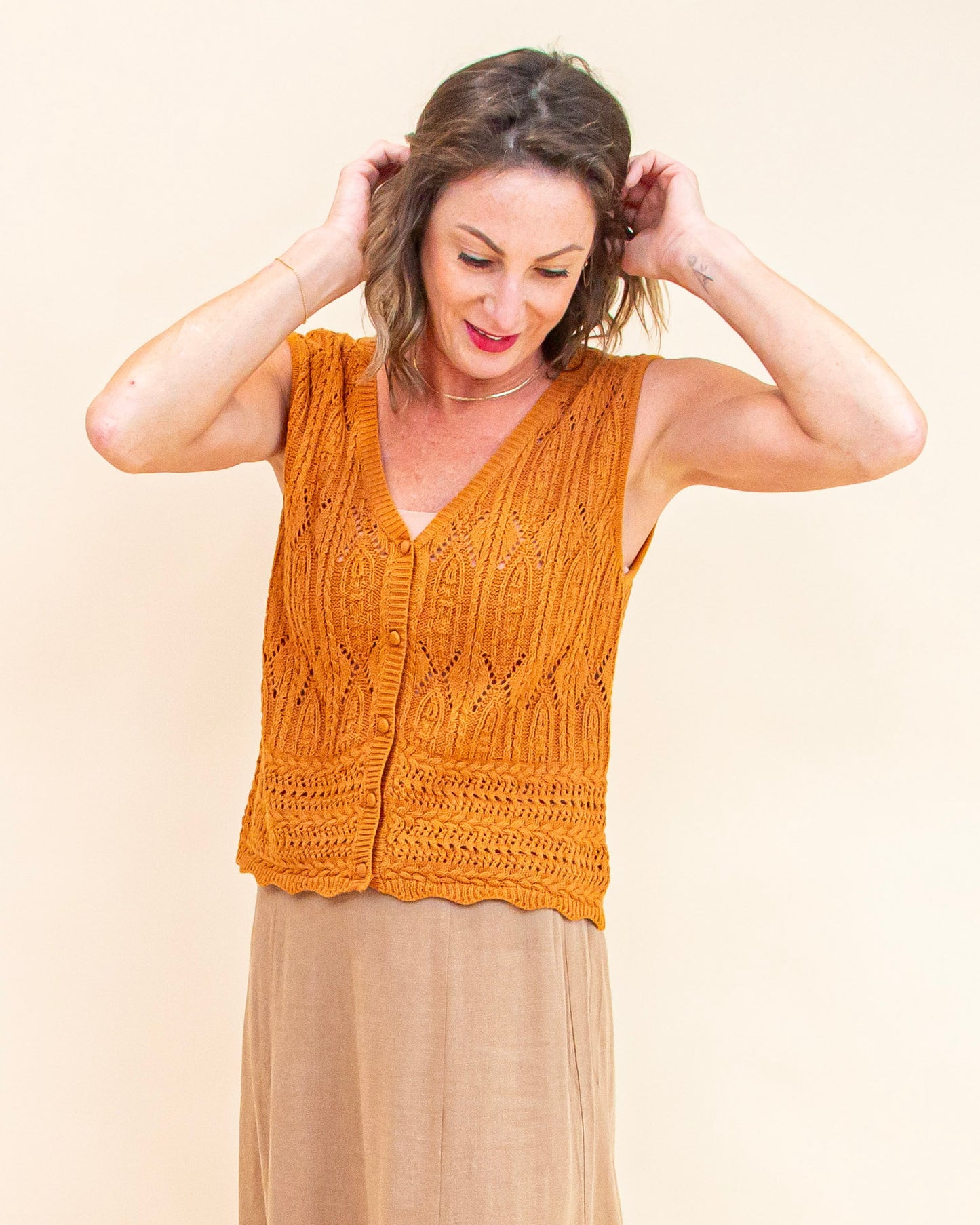 Knit Happens Sweater Vest in Clay (9065161130235)
