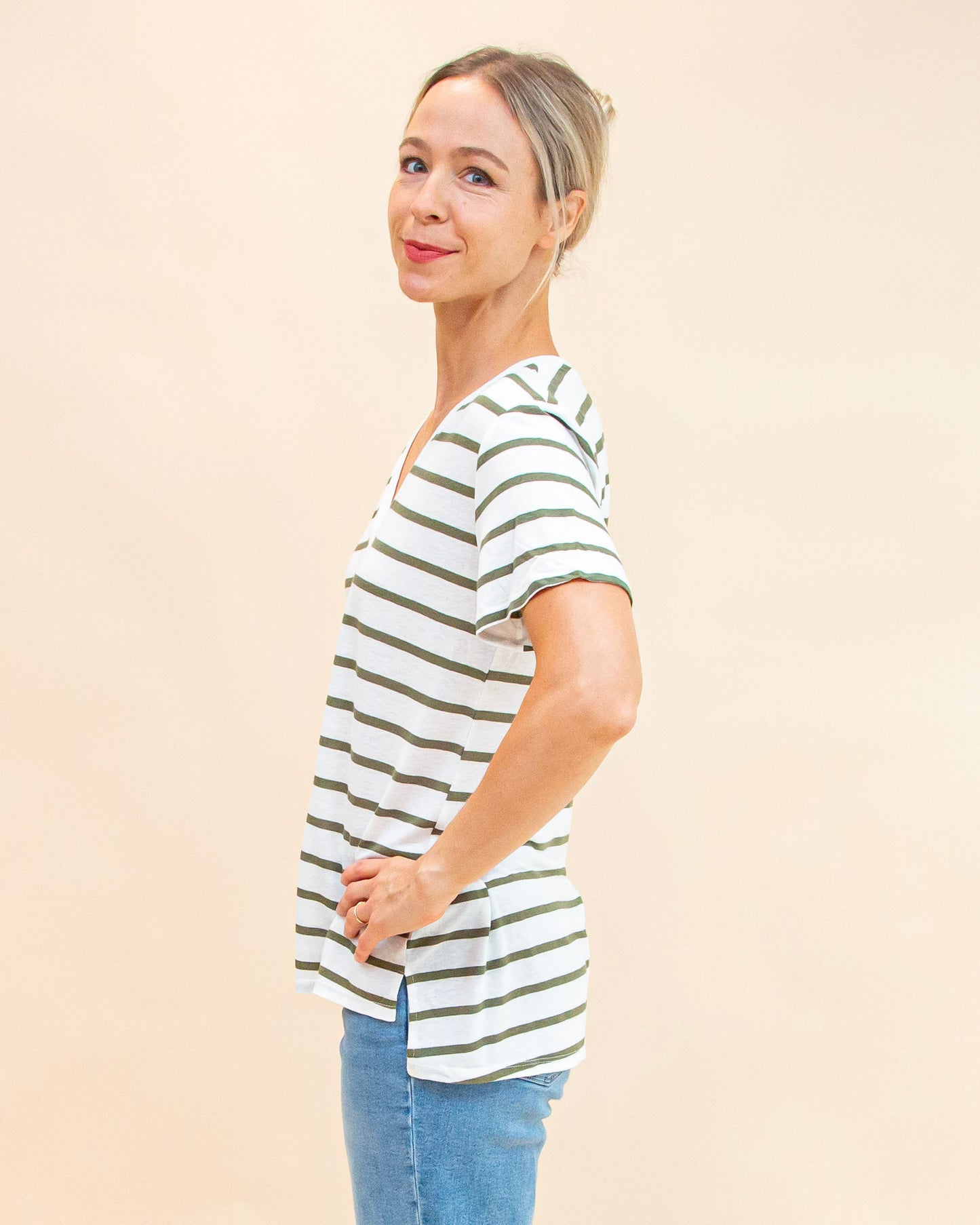 Don't Forget Stripes Top in Dark Forest (9065160868091)