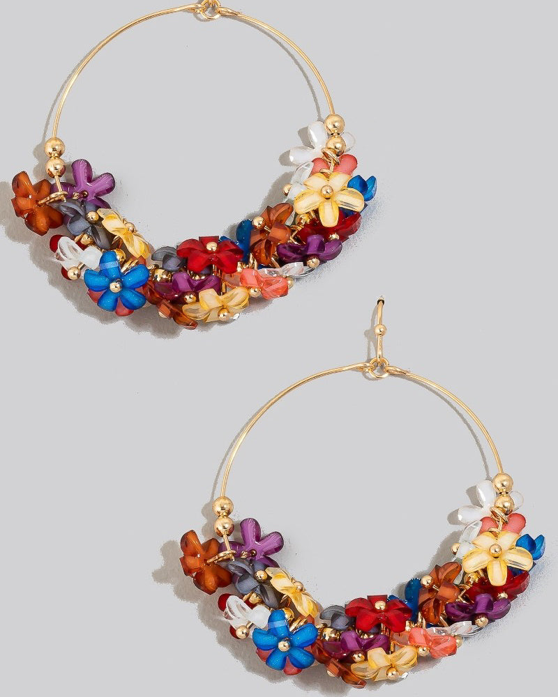 
                  
                    Acrylic Ombre Flower Charms Hoop Dangle Earrings (8852716617979)
                  
                