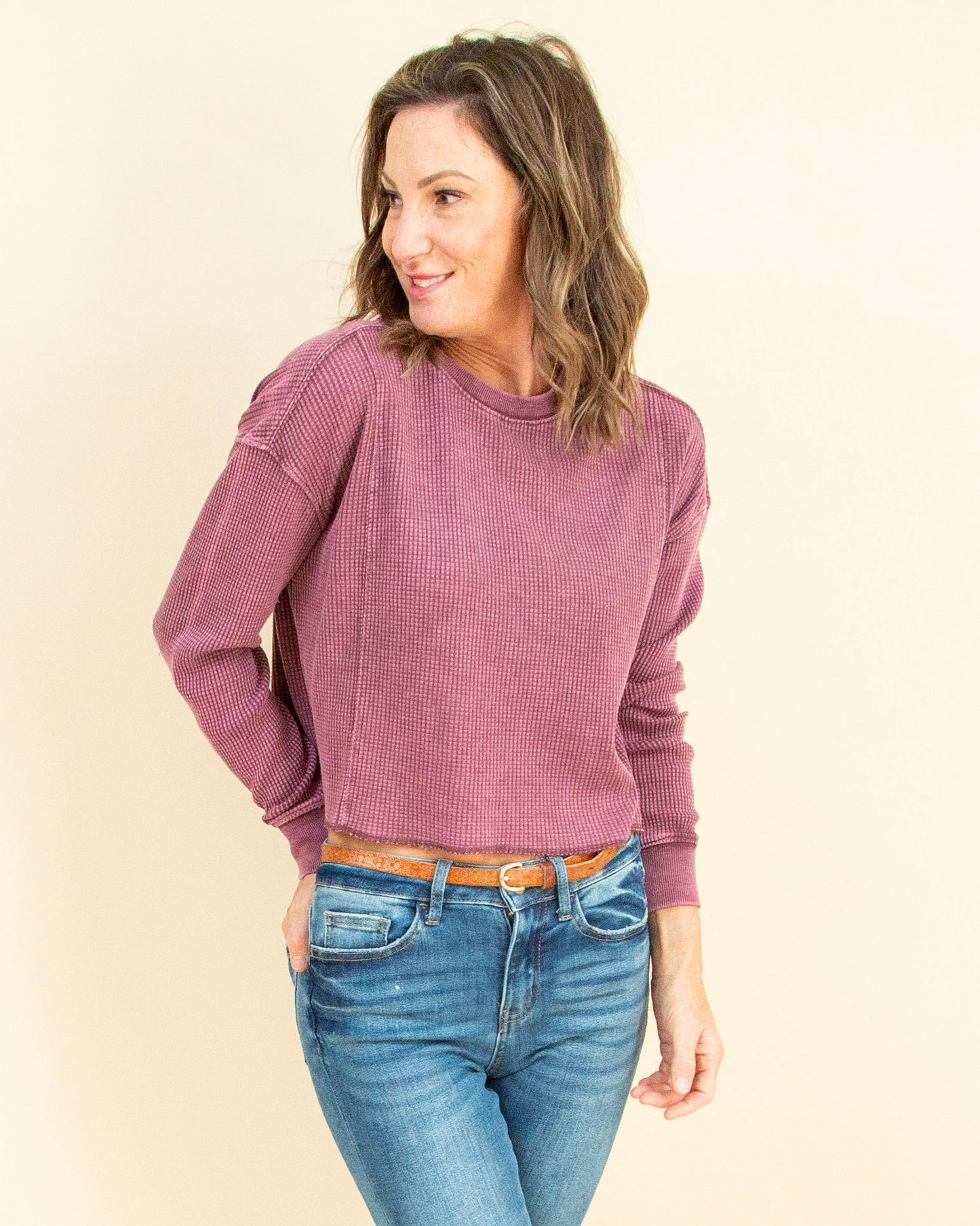 Angel Mini Thermal Top in Merlot (9104322822395)