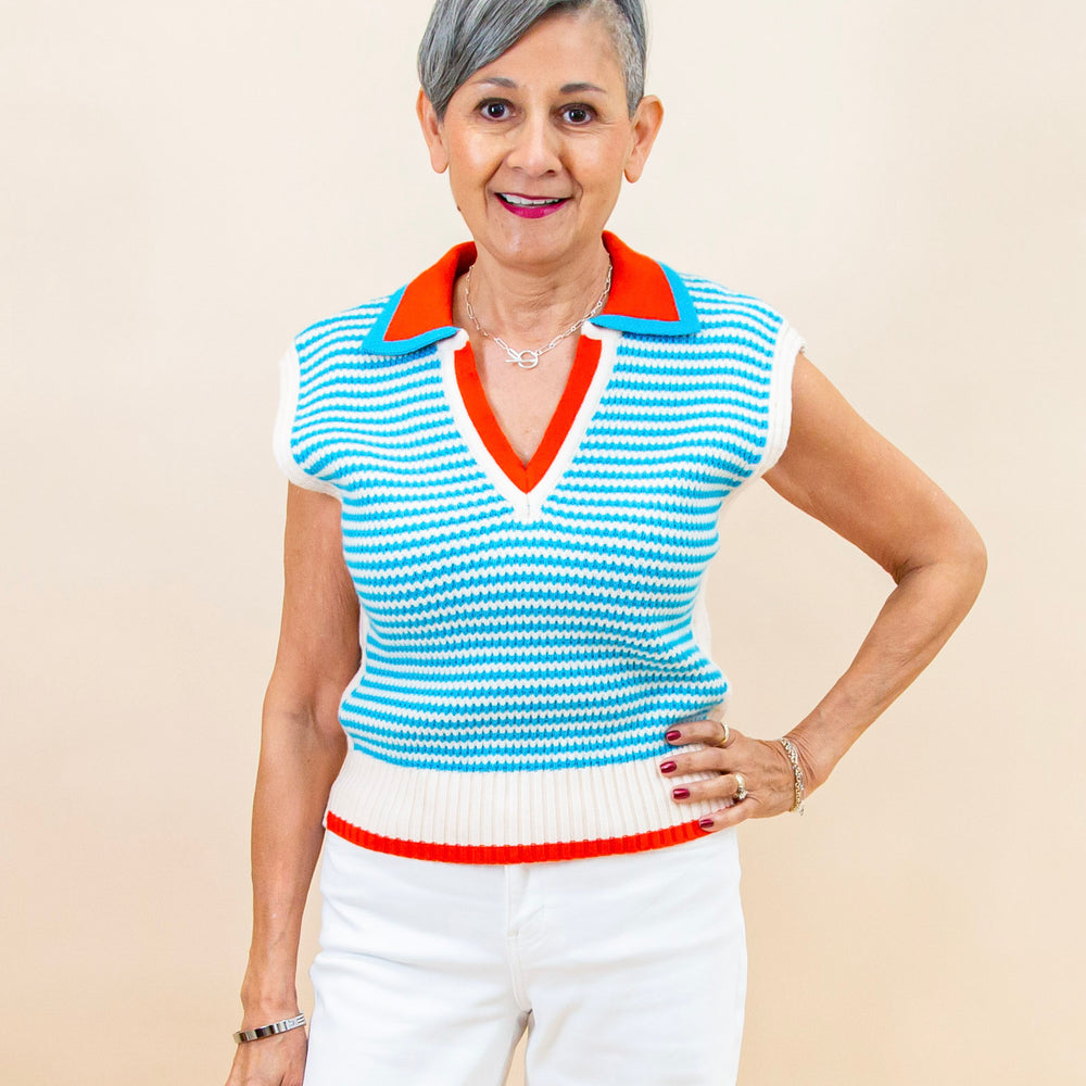 Shore Thing Top in Blue (8988221440251)