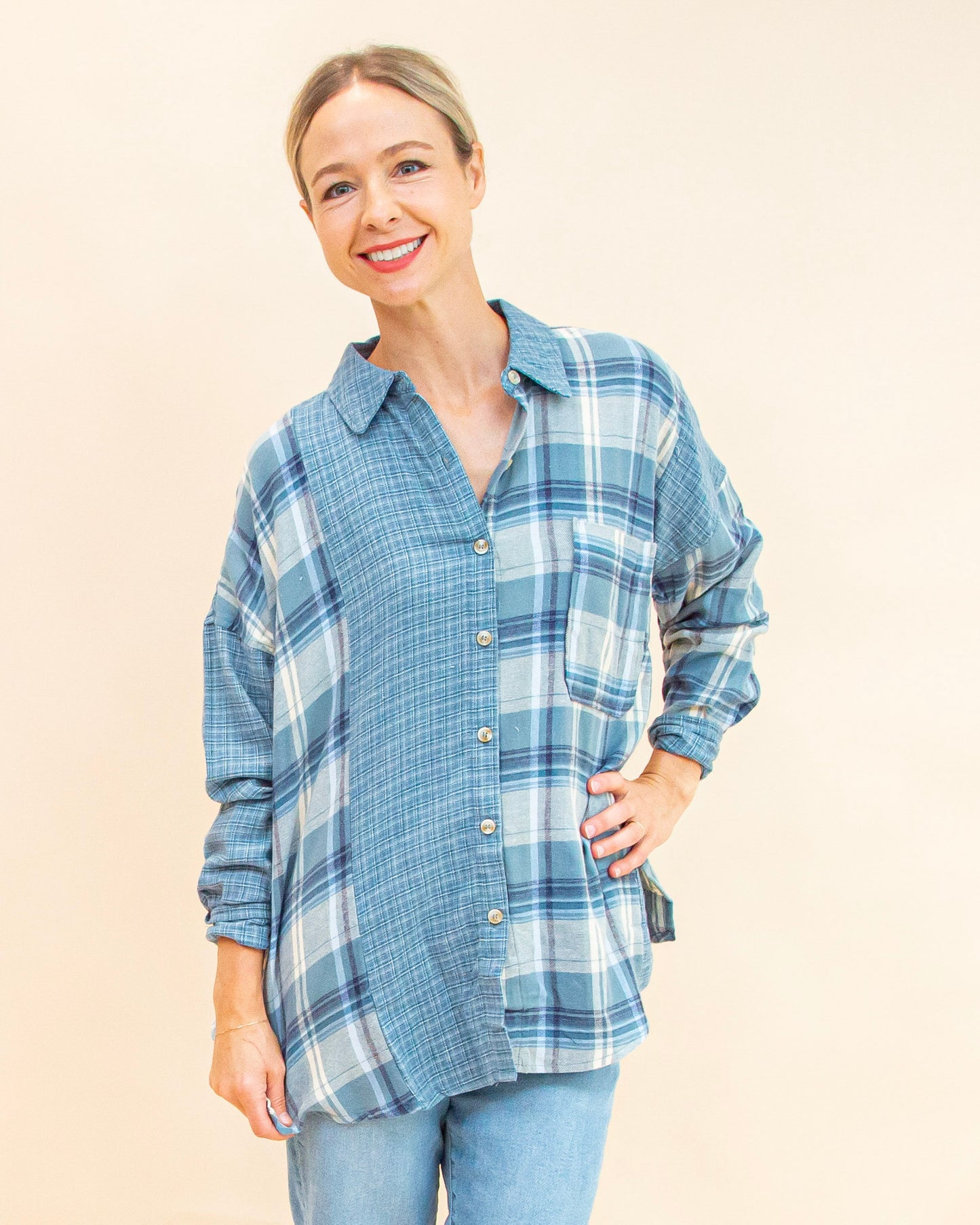 Pattern Play Plaid Shirt in Denim Multi (9062125568251)