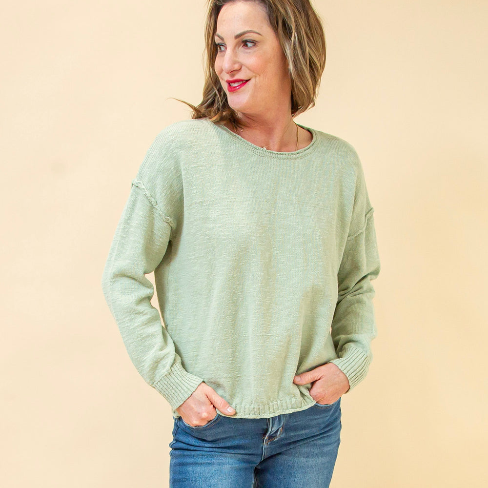 Calm Within Sweater in Minty Sage (8931860807931)