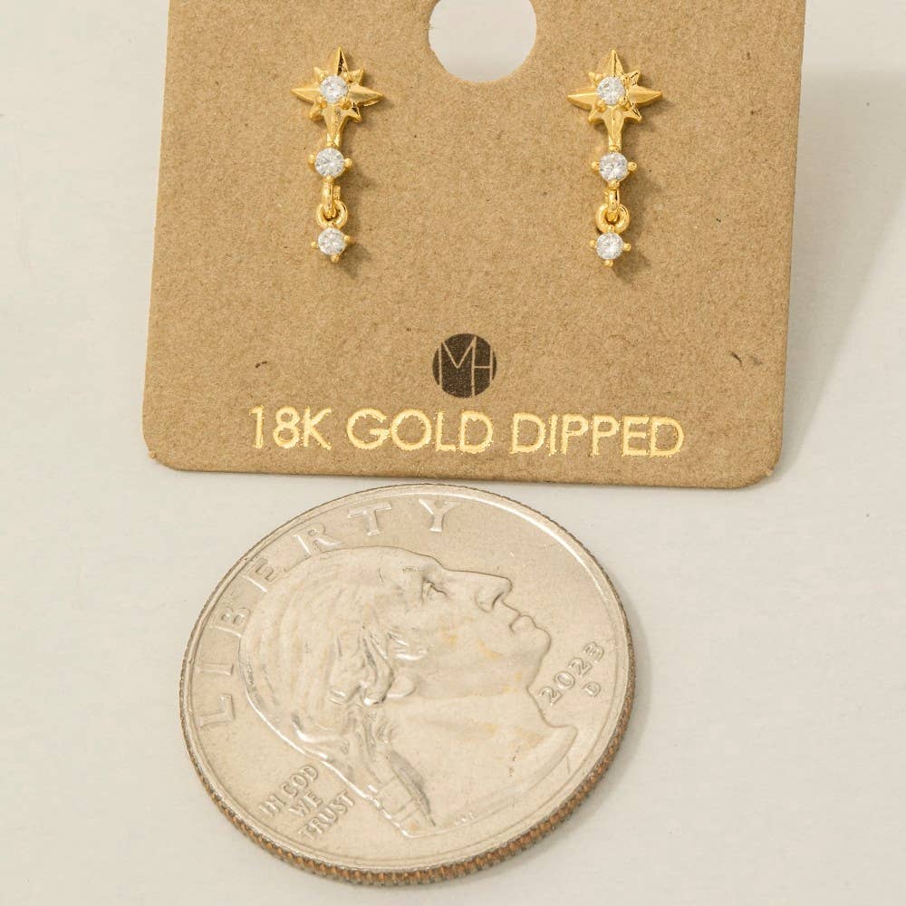 Mini Star Layered Drop Earrings: S (9090435907835)