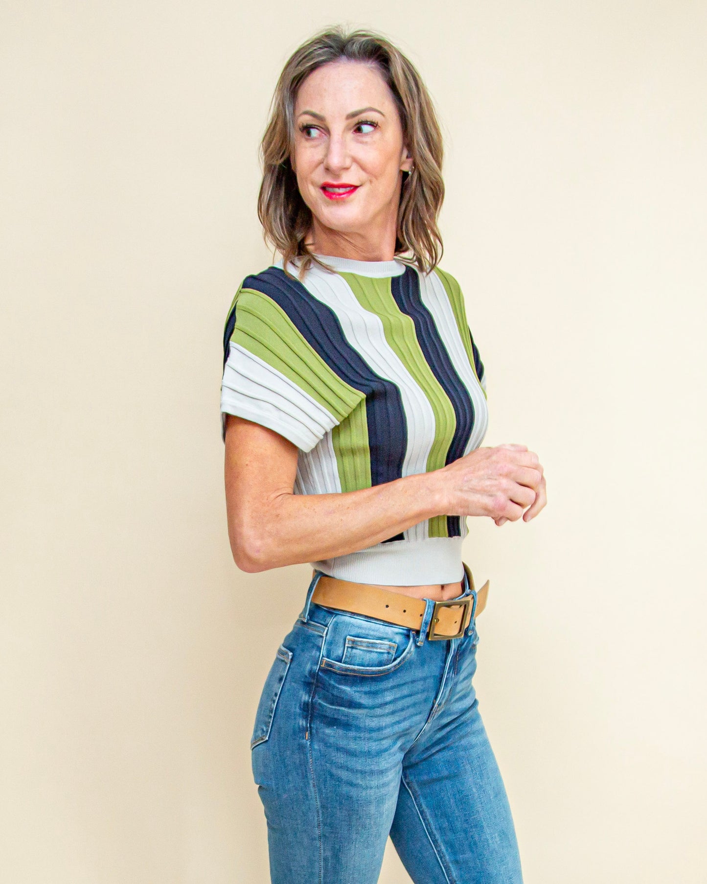 Cool Contrast Top in Navy Multi (9108232110331)