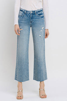  Shiny Mid Rise Crop Wide Leg Jeans (8330546118907)