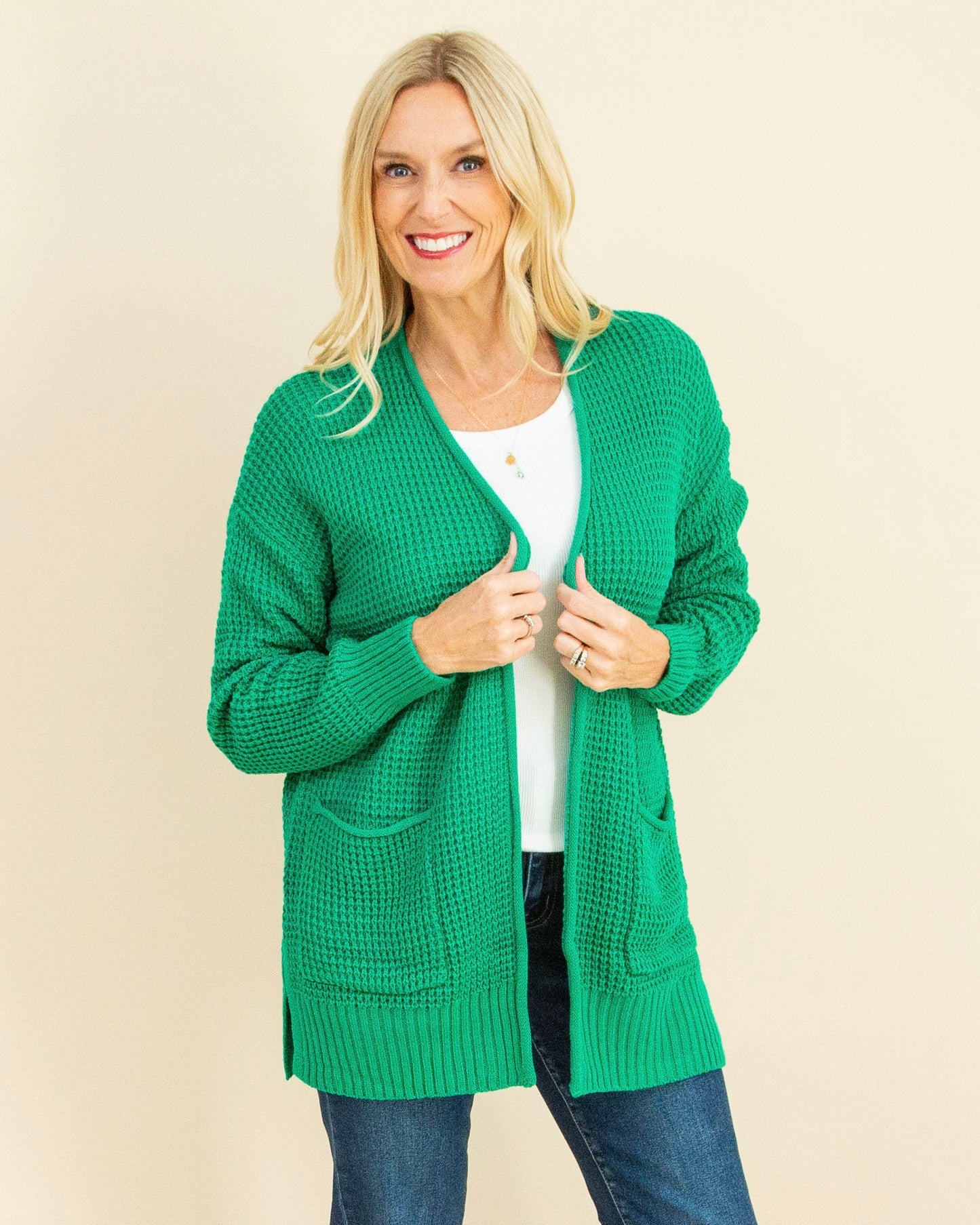 Charm Me Cardigan in Kelly Green (9108255408379)