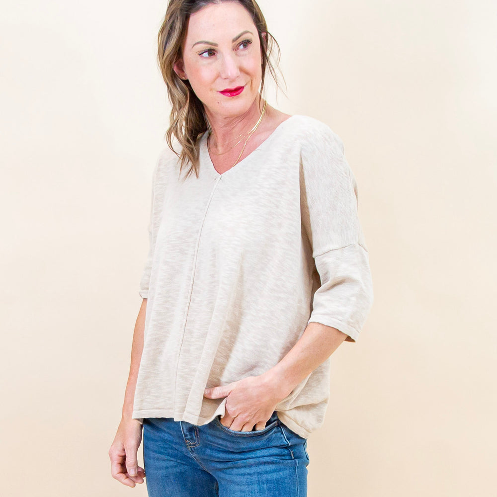 Relaxed State Sweater Tee in Beige (8992696303867)