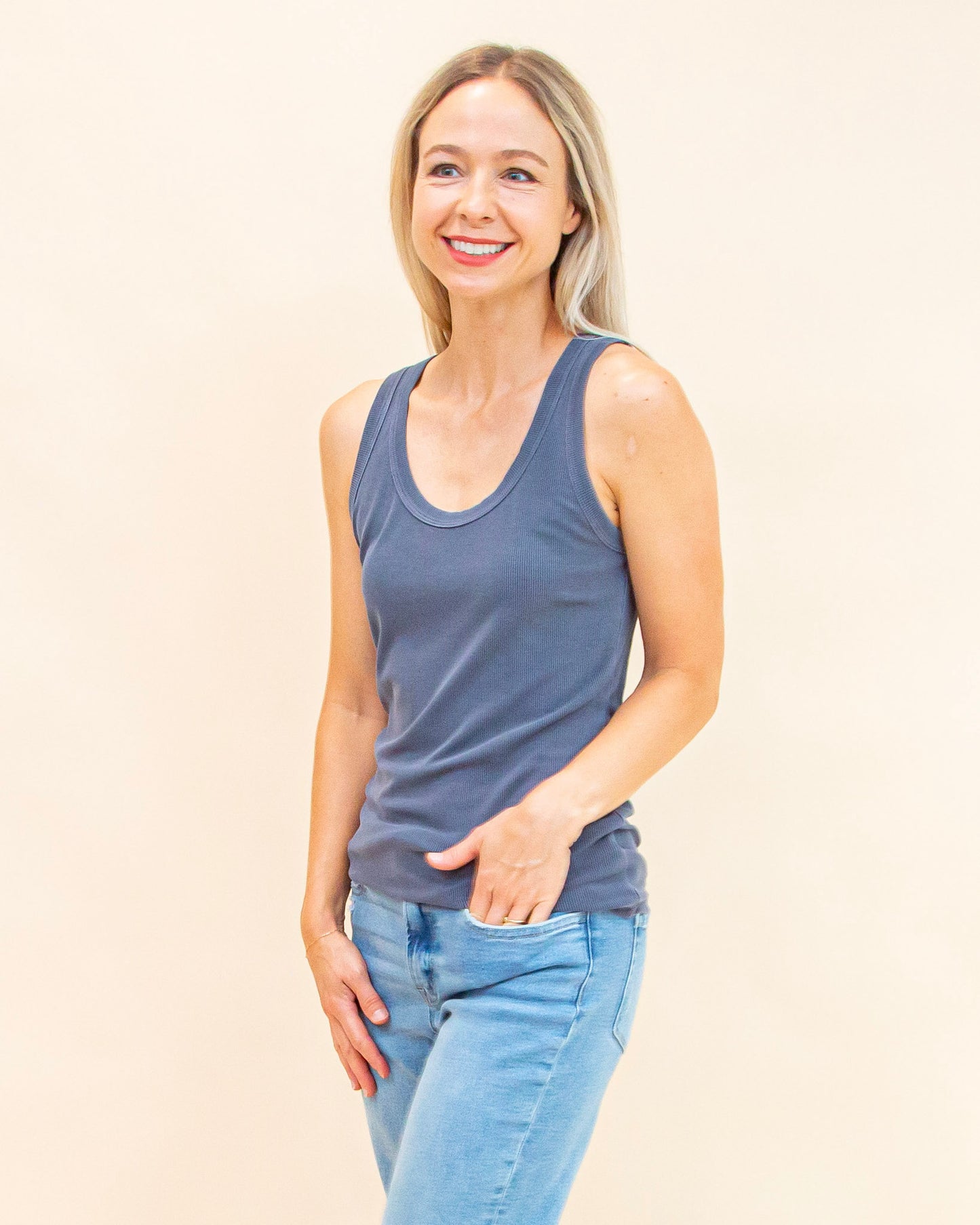 Lovely Layering Tank in Charcoal Blue (9065161031931)