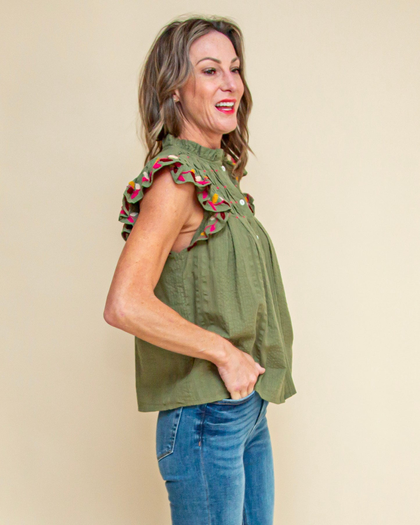 Bit of Whimsy Blouse in Verdant Green (9108222935291)