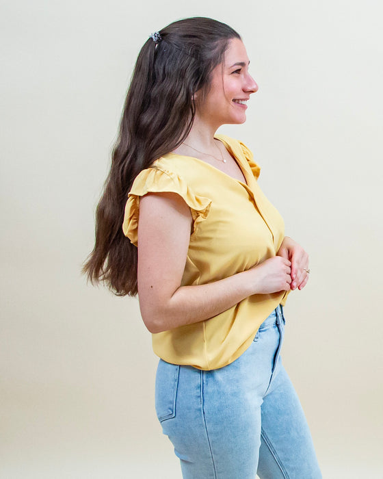 A Little Flare Top in Dusty Yellow (8327072579835)