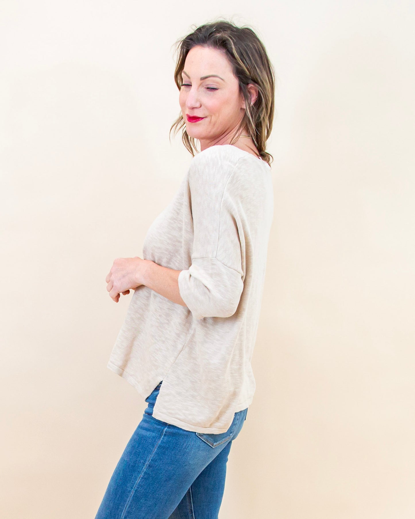 Relaxed State Sweater Tee in Beige (8992696303867)