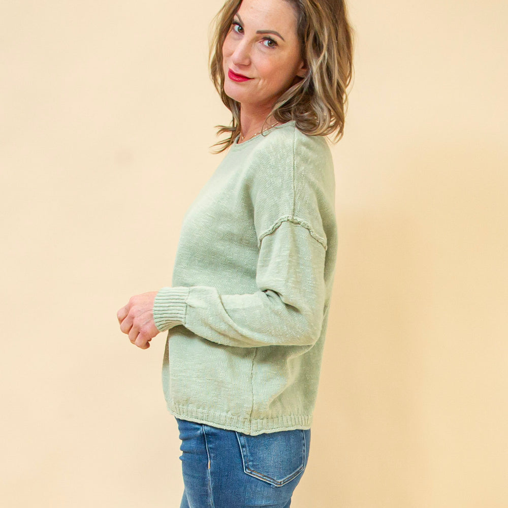 Calm Within Sweater in Minty Sage (8931860807931)