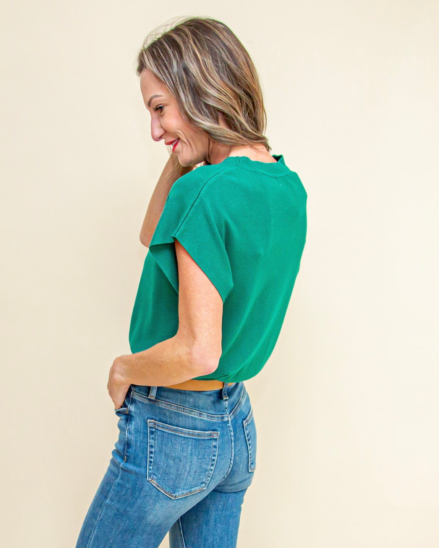 Stay Awhile Sweater Top in Forest (9108255342843)