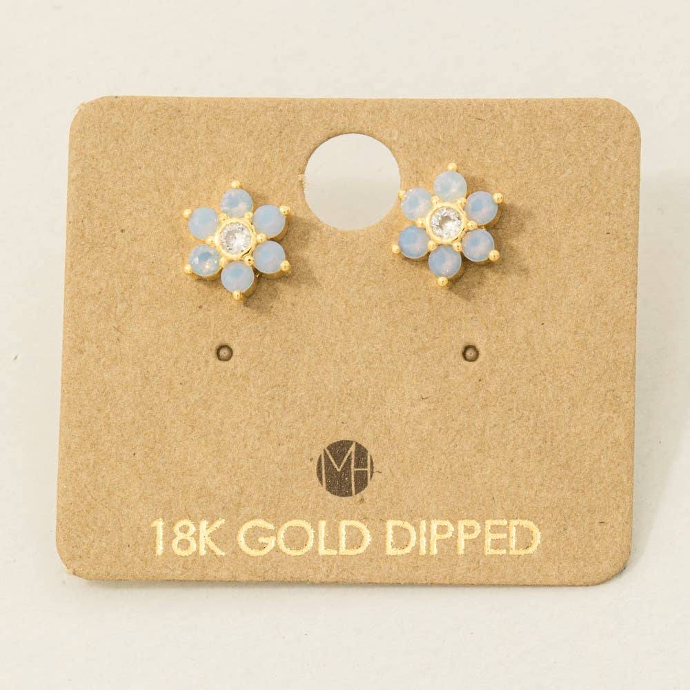 Gold Dipped Dainty Flower Stud Earrings: GBL (9090435055867)