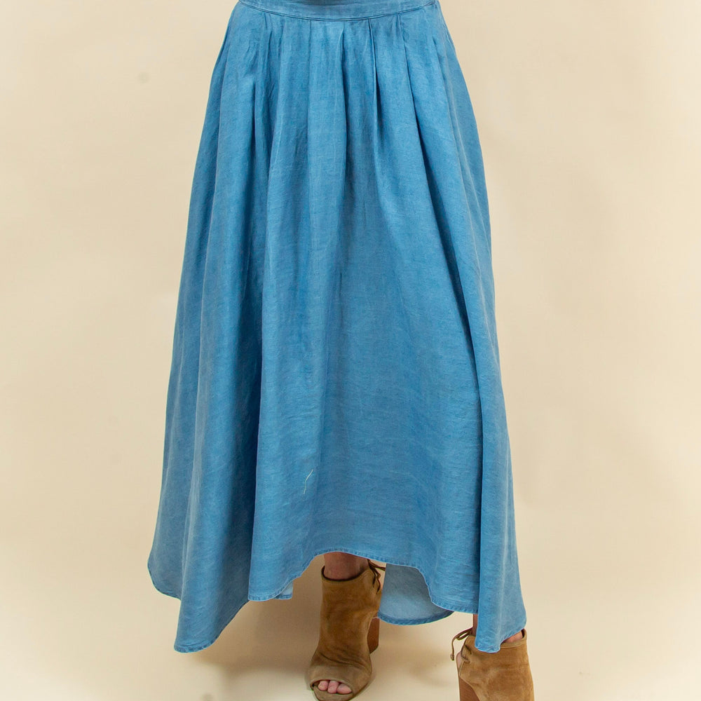 Drifting Away Midi Skirt in Chambray (8955518320891)