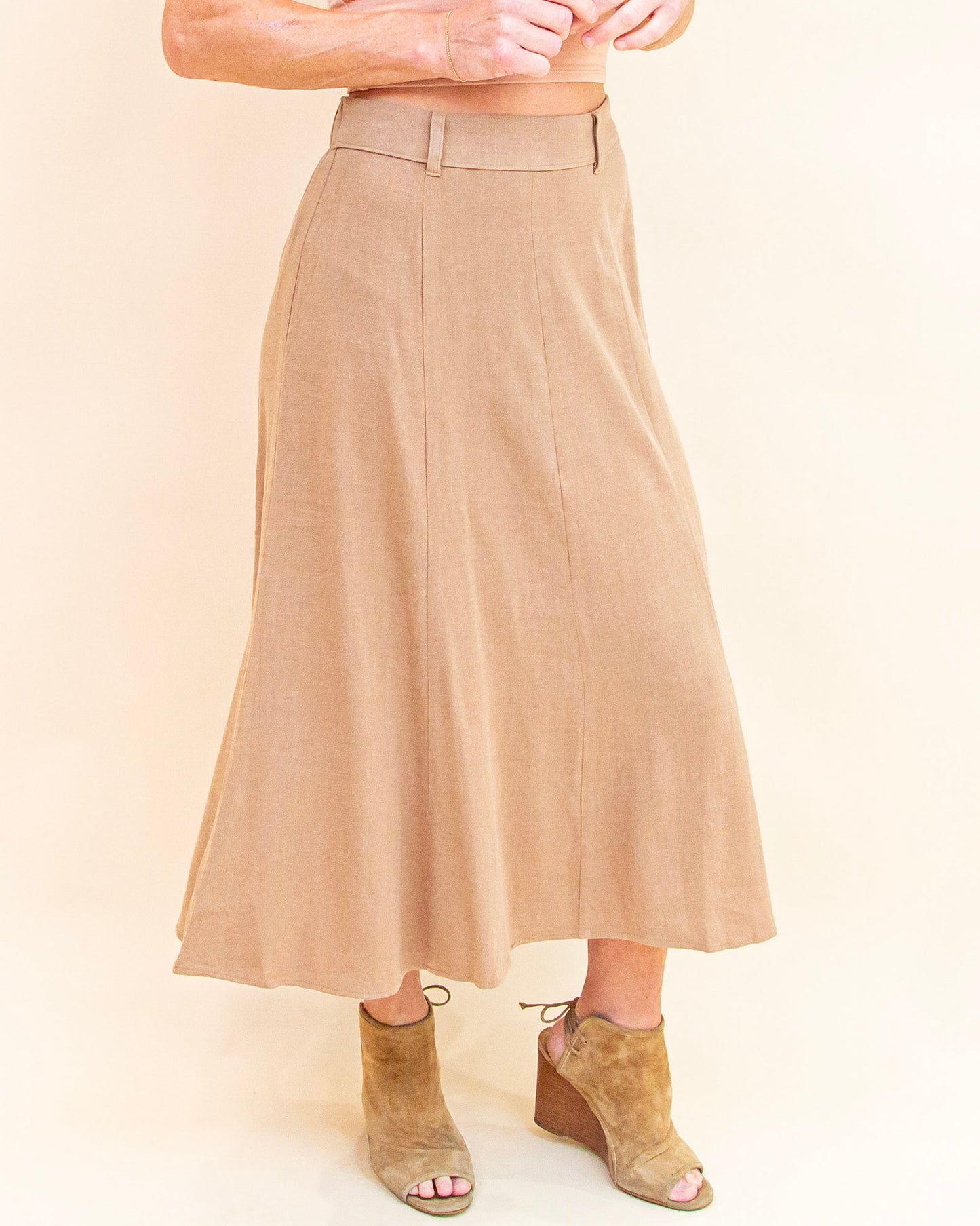 Looped In Midi Skirt in Mocha (9065161163003)