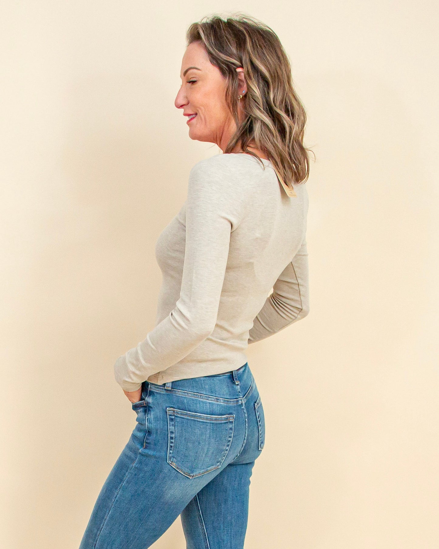 Second Skin Scoop Neck Top in Oatmeal Heather (8977990320379)