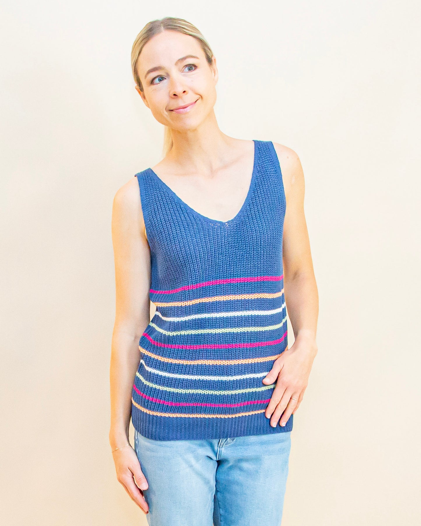 Color Pop Tank in Navy/Multi (9015428972795)