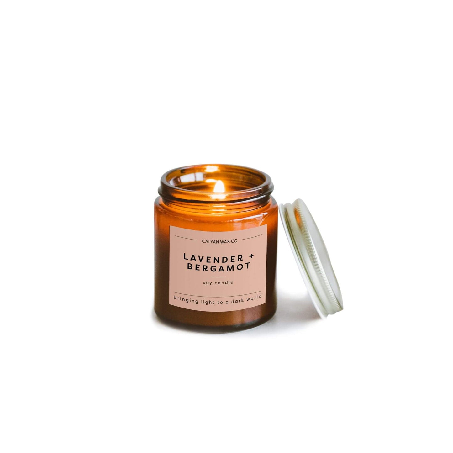 Lavender + Bergamot - Mini Amber Jar Soy Candle (8893108551931)