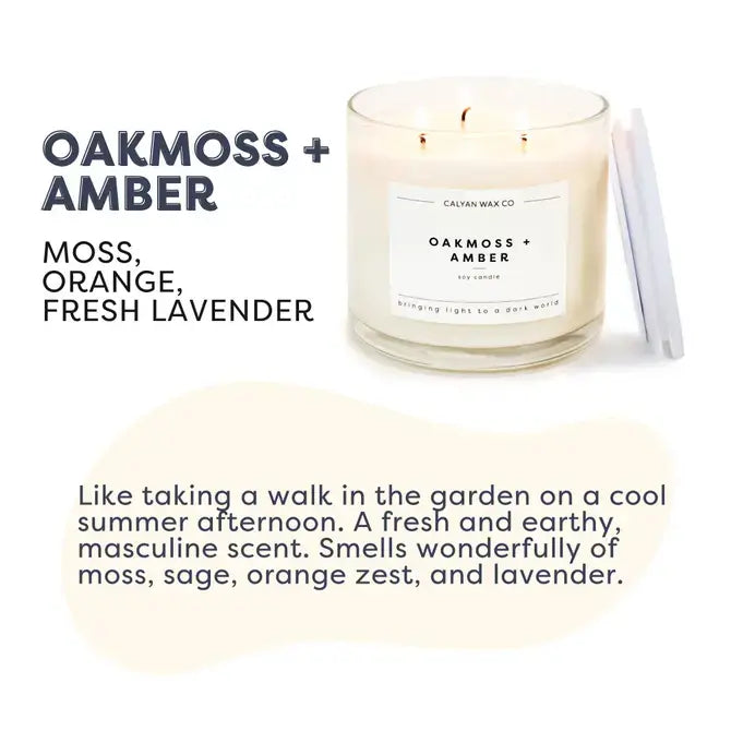 Oakmoss + Amber - 3 Wick Clear Glass Tumbler Soy Candle (8921850020091)