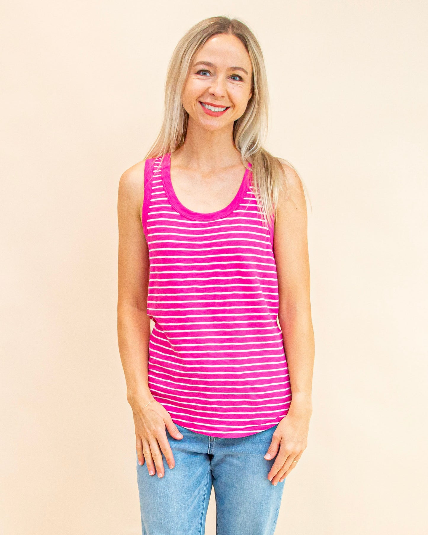 The Perfect Striped Tank in Island Pink (8977990123771)
