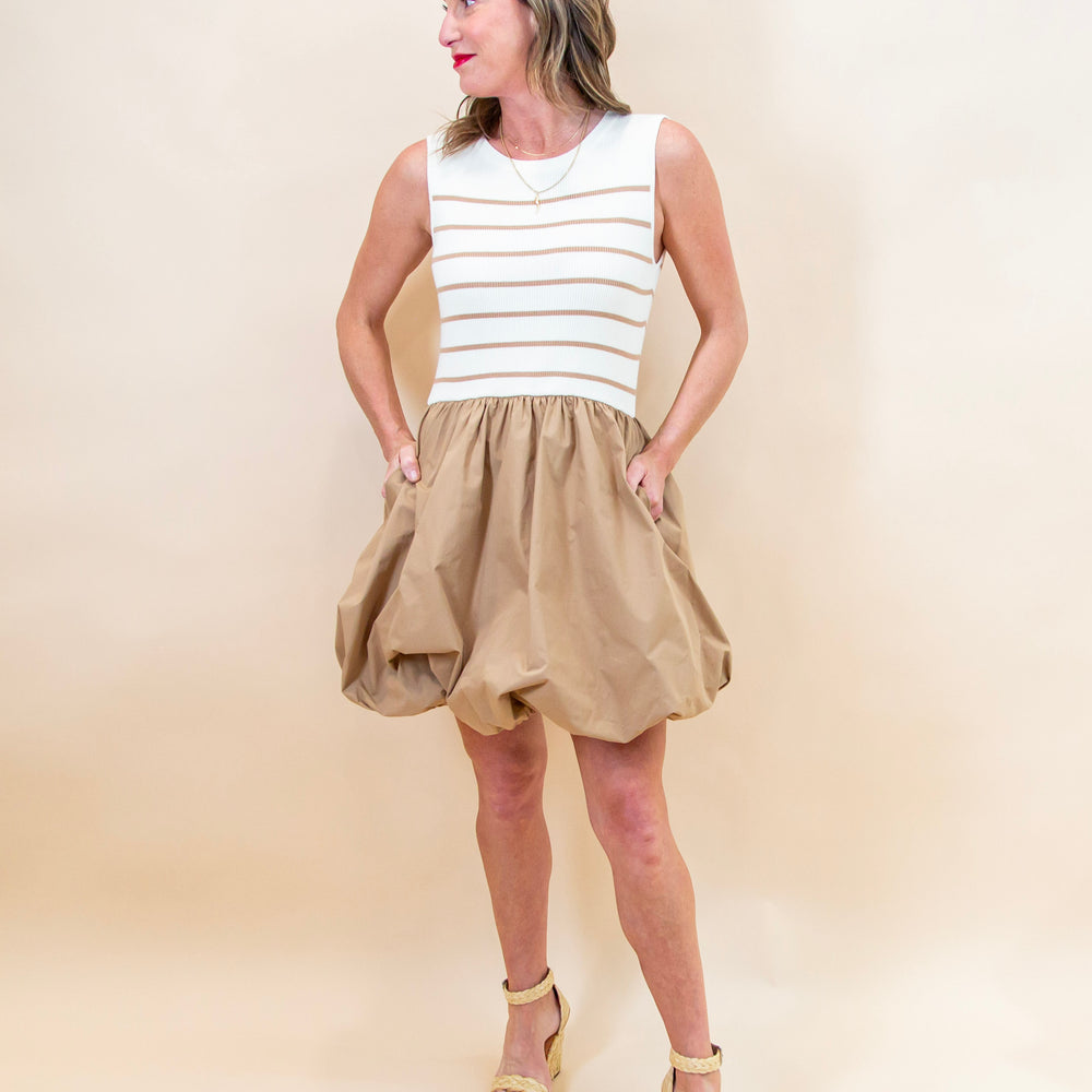 Floating By Dress in White/Taupe (8965988516091)