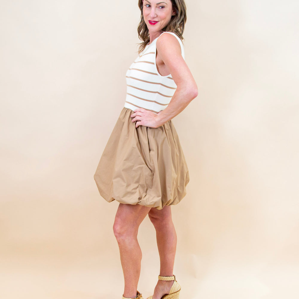 Floating By Dress in White/Taupe (8965988516091)