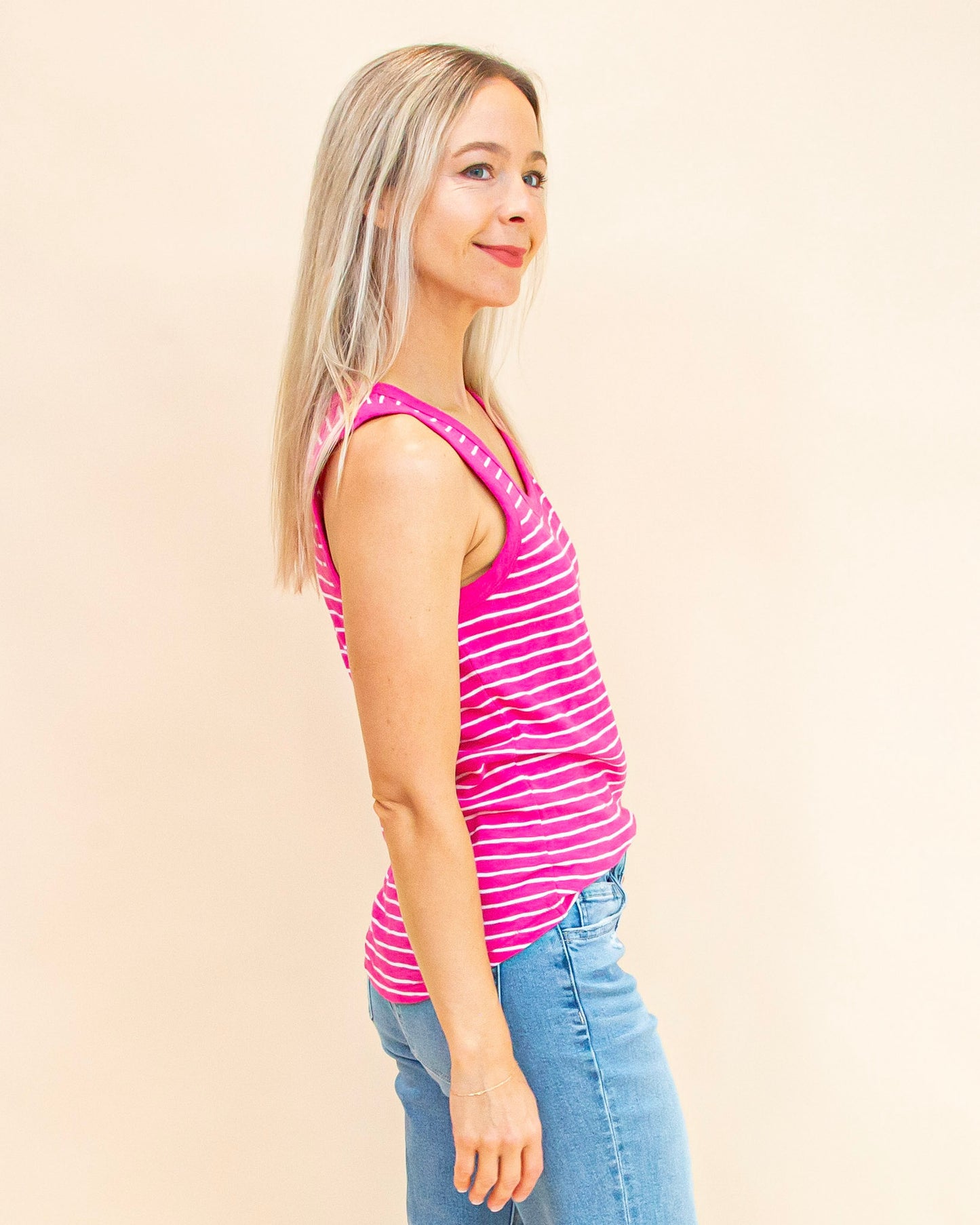 The Perfect Striped Tank in Island Pink (8977990123771)