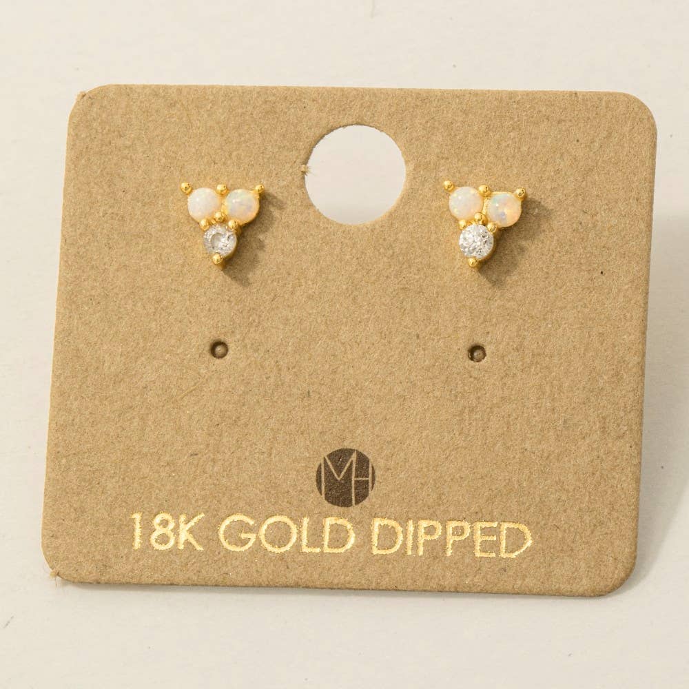 Mini Triple Opal Stud Earrings: G (9090434629883)