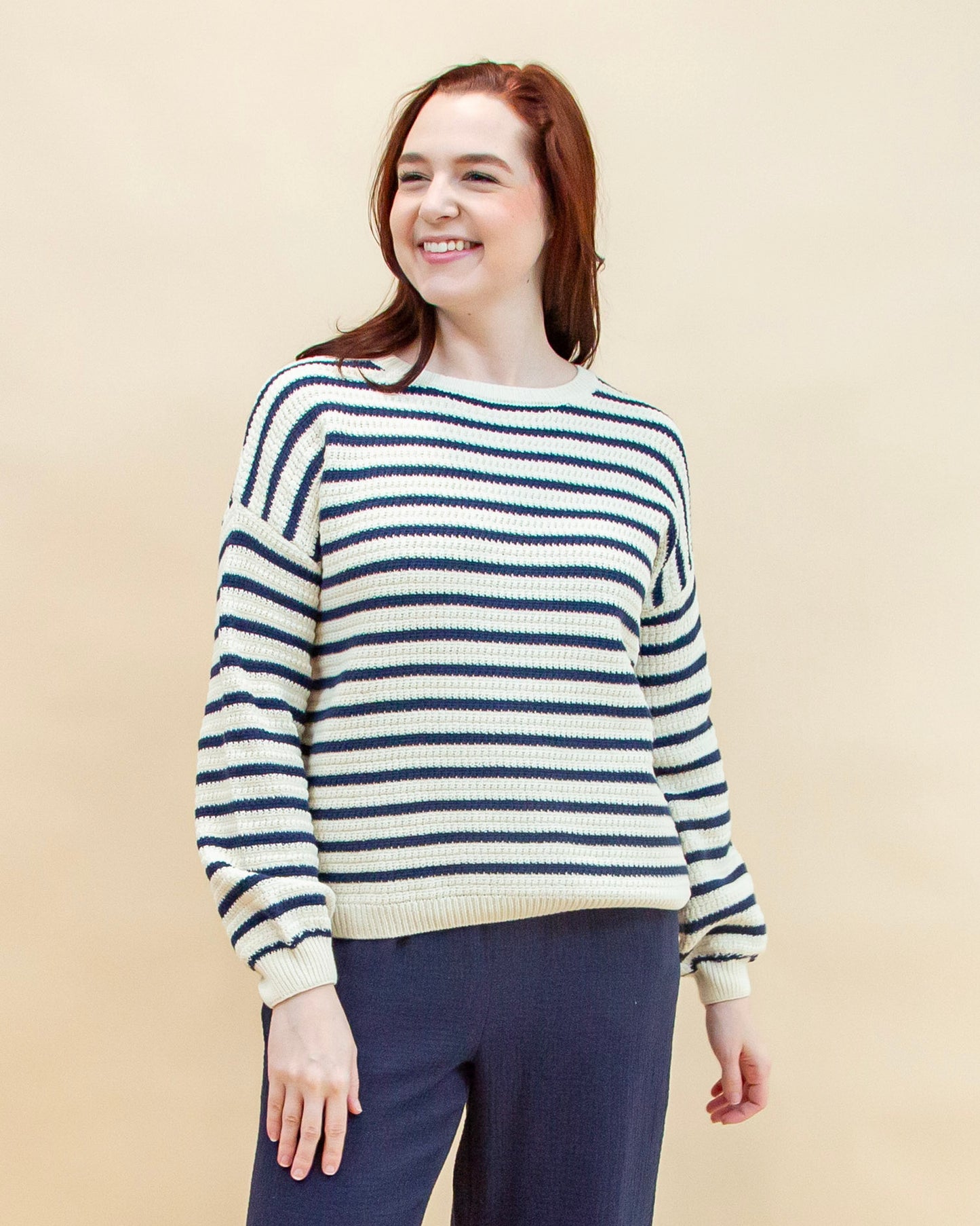 Simply Timeless Stripe Sweater in Ivory (8955518025979)