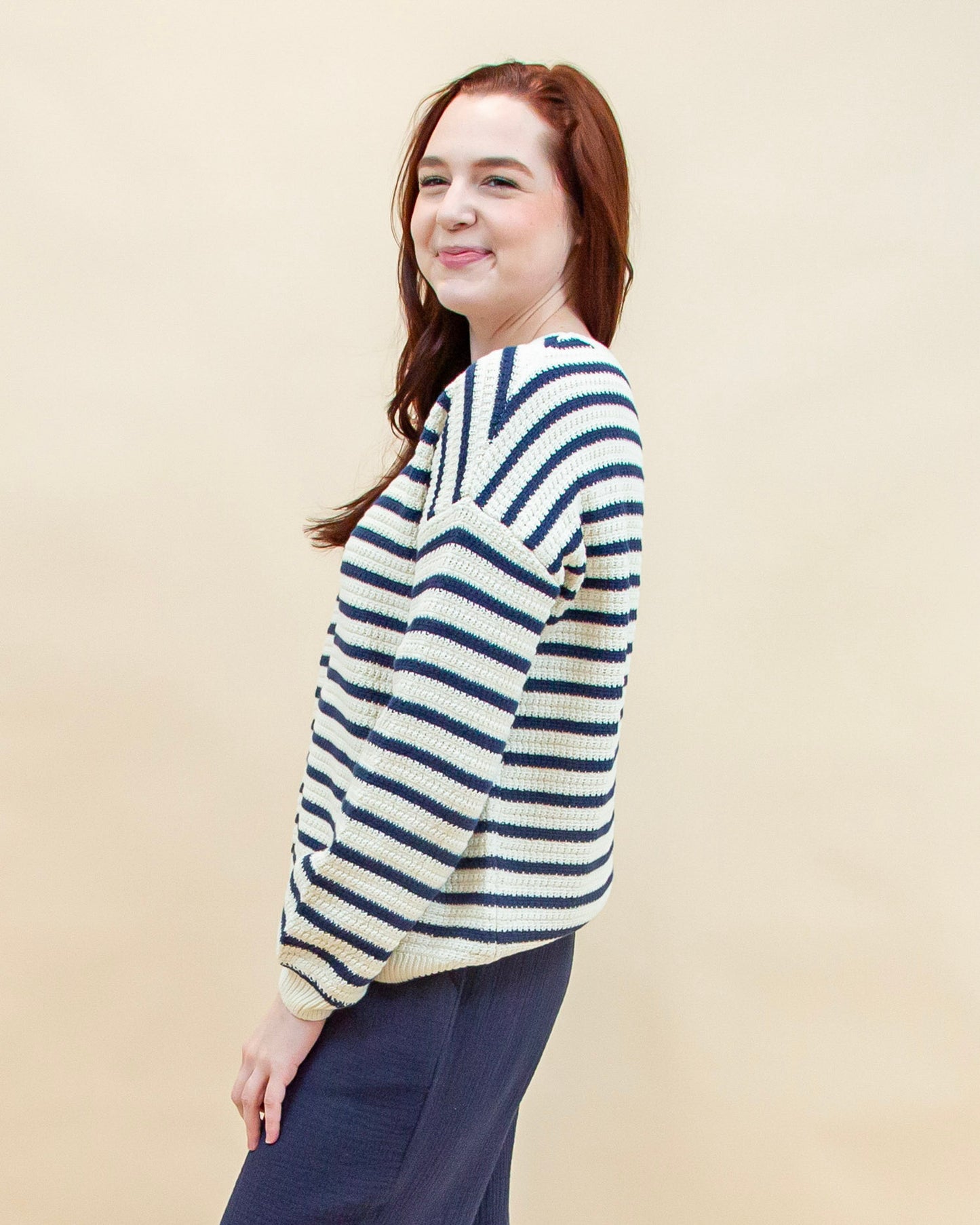 Simply Timeless Stripe Sweater in Ivory (8955518025979)