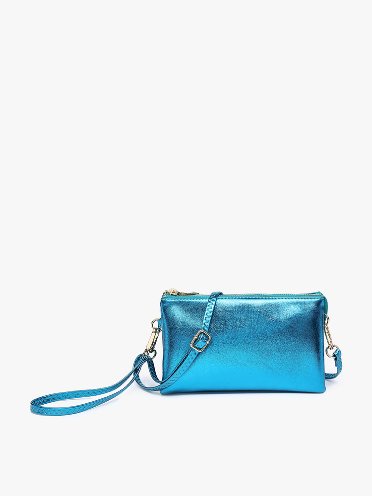 M013 Riley Monogrammable 3 Compartment Crossbody/Wristlet: Aqua Lake (8693401256187)