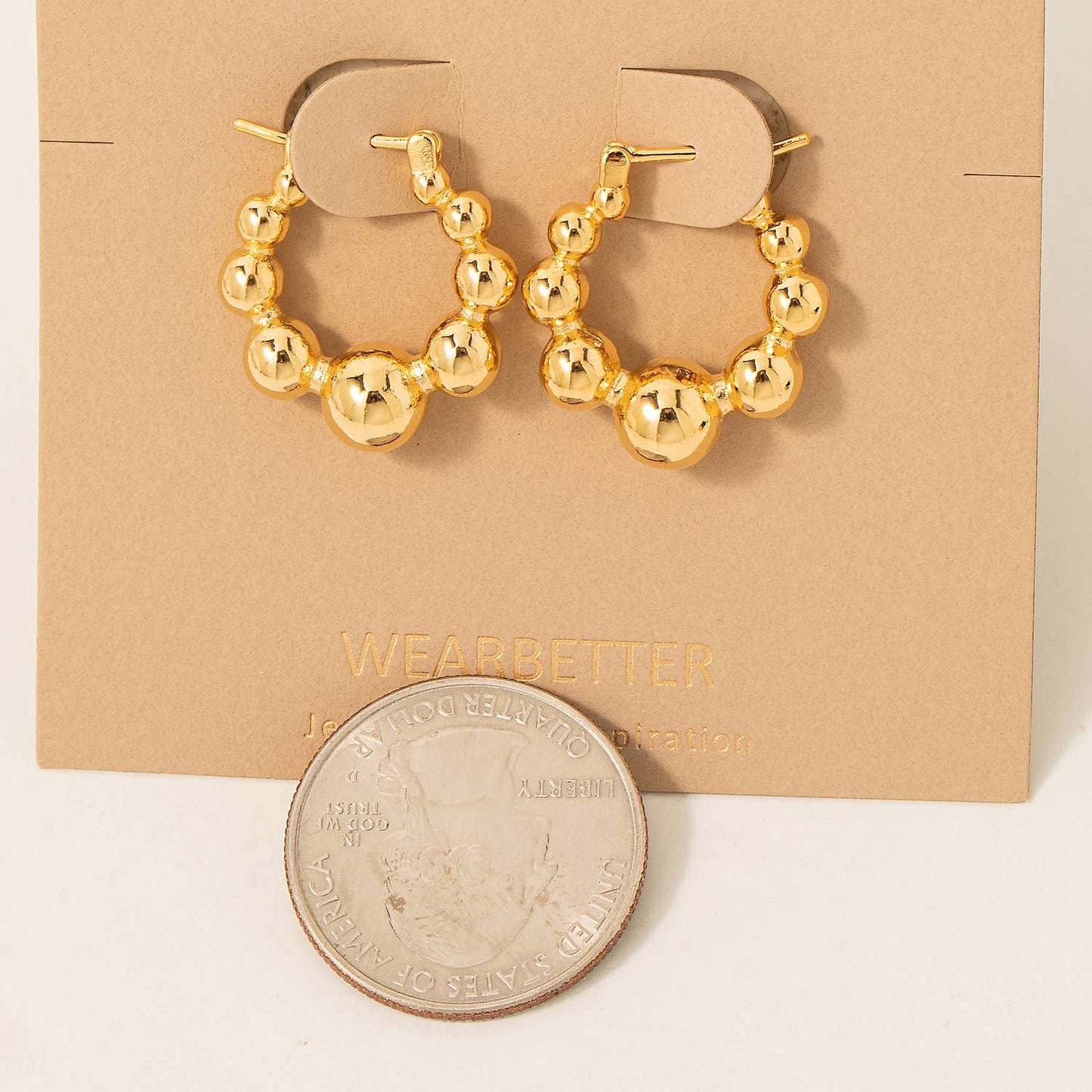Solid Metallic Ball Bead Hoop Earrings: G (9090434695419)