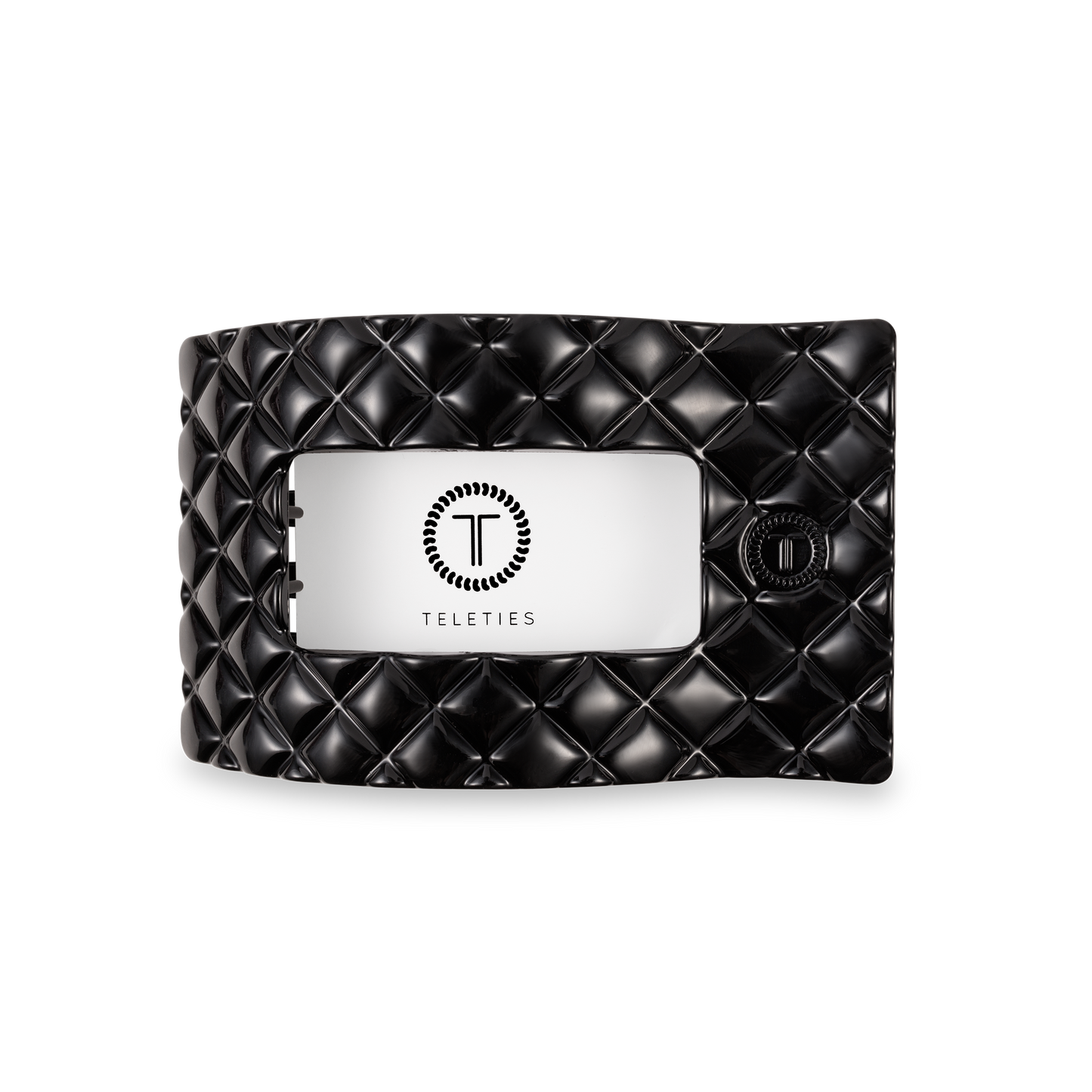 Flat Rectangle Hair Clip | Medium | Jet Black Quilted (9100171477243)
