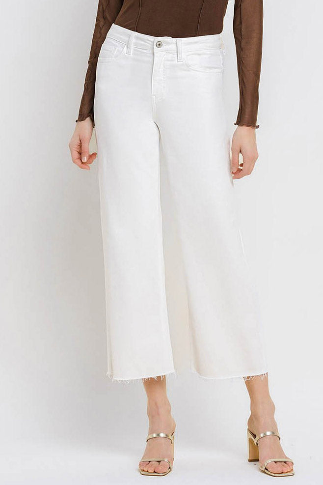 Optic White High Rise Crop Wide Leg Jeans (8954568900859)