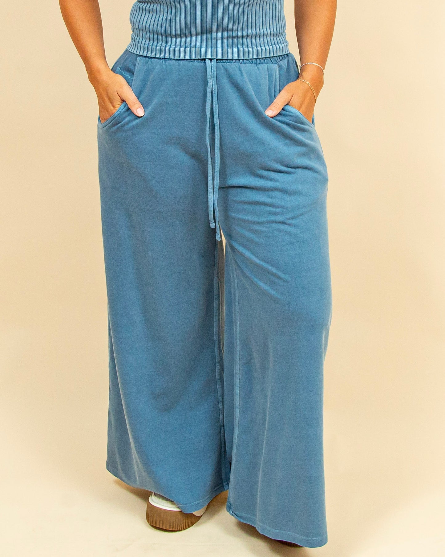 Staying In Style Pants in Dusty Blue (9038479163643)