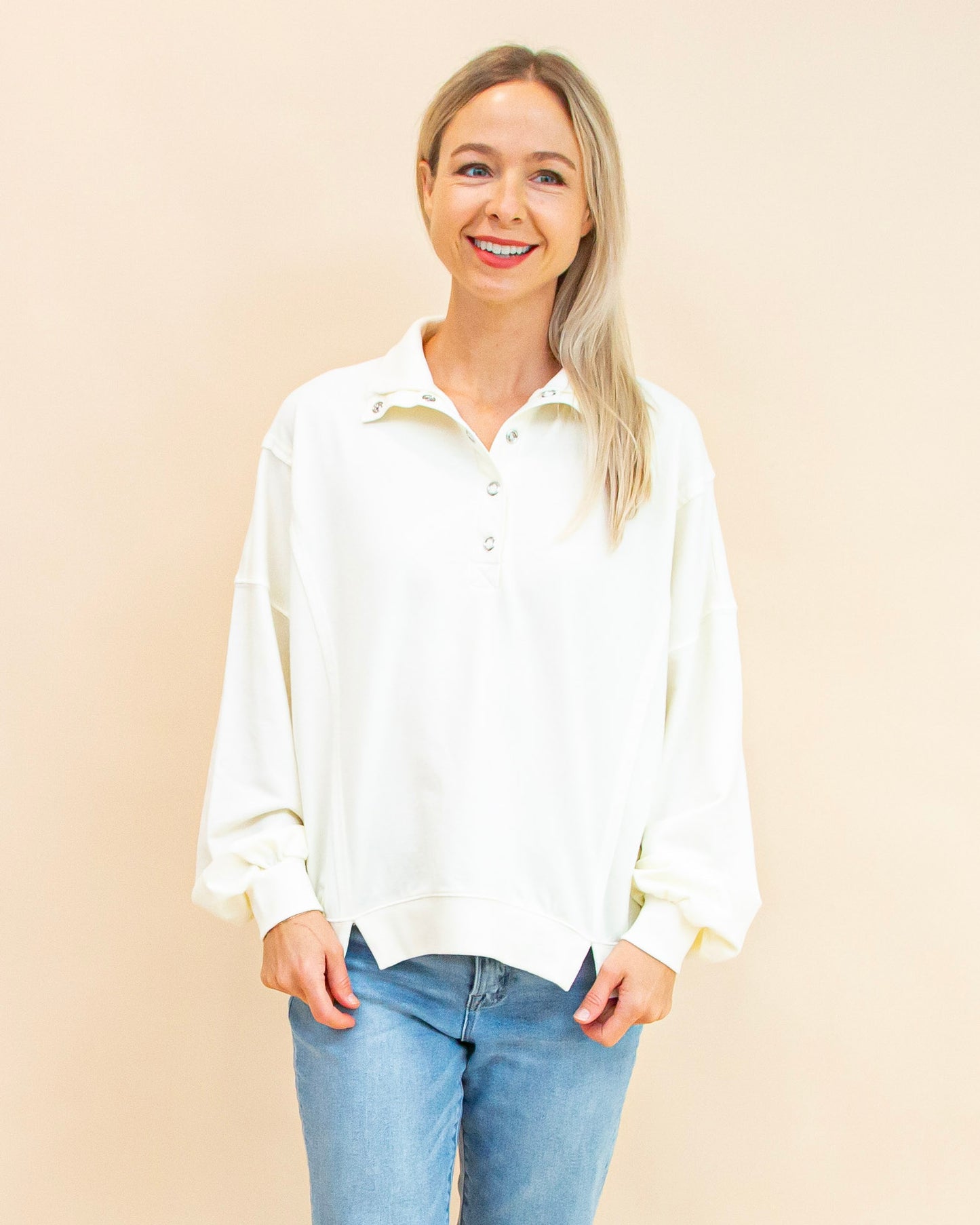 In A Snap Pullover in Ivory (9062125666555)