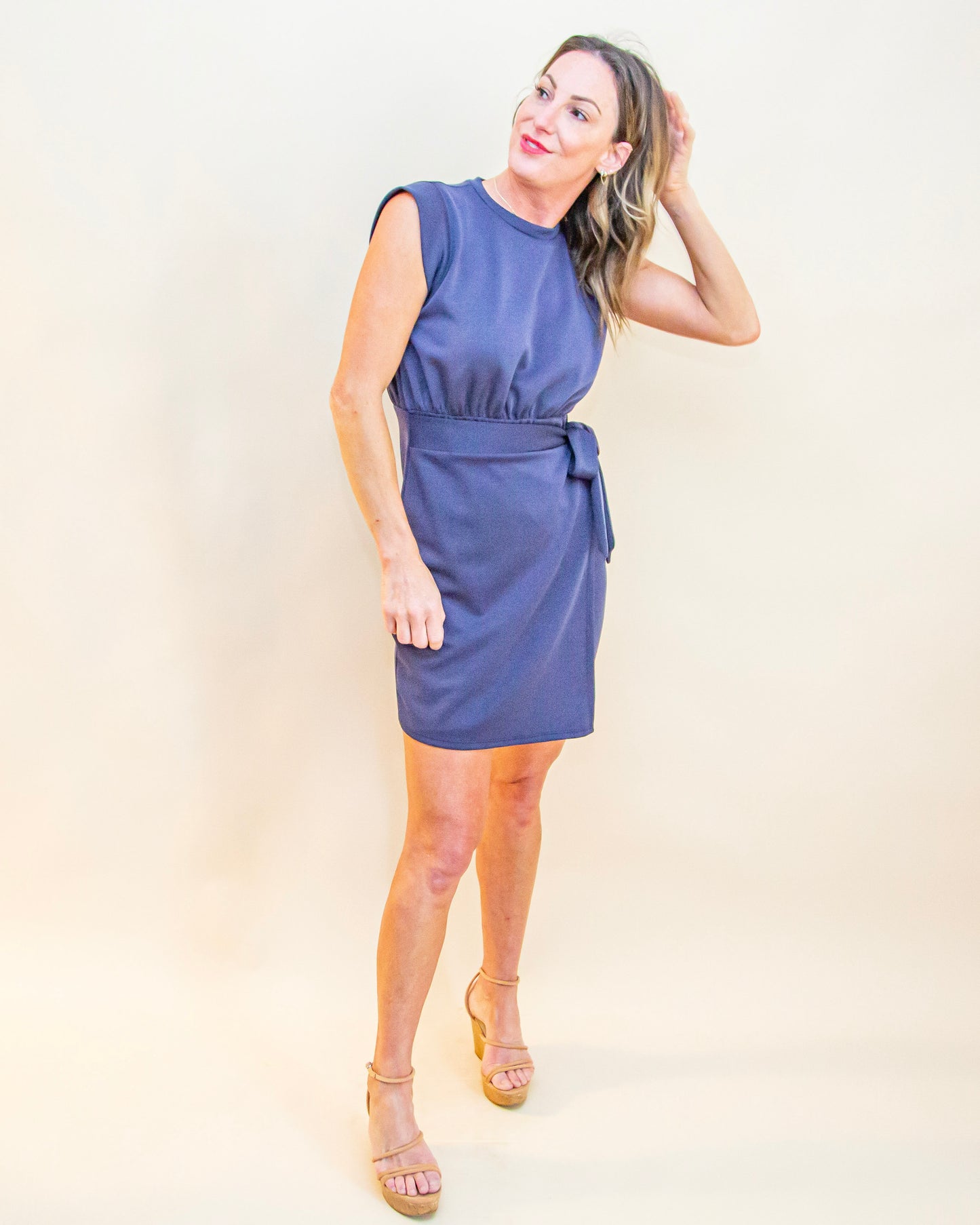 Tied & True Mini Dress in Navy (8965988942075)