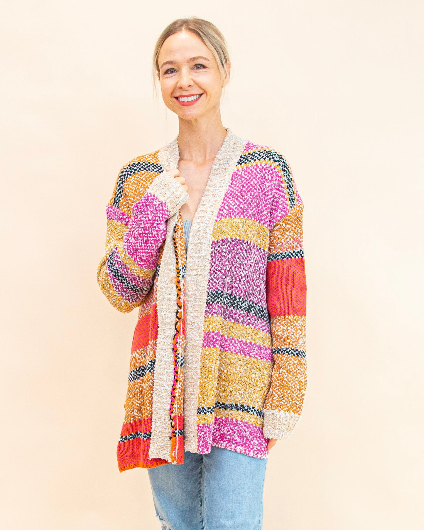 Full of Color Cardigan in Fuschia Multi (9038478803195)