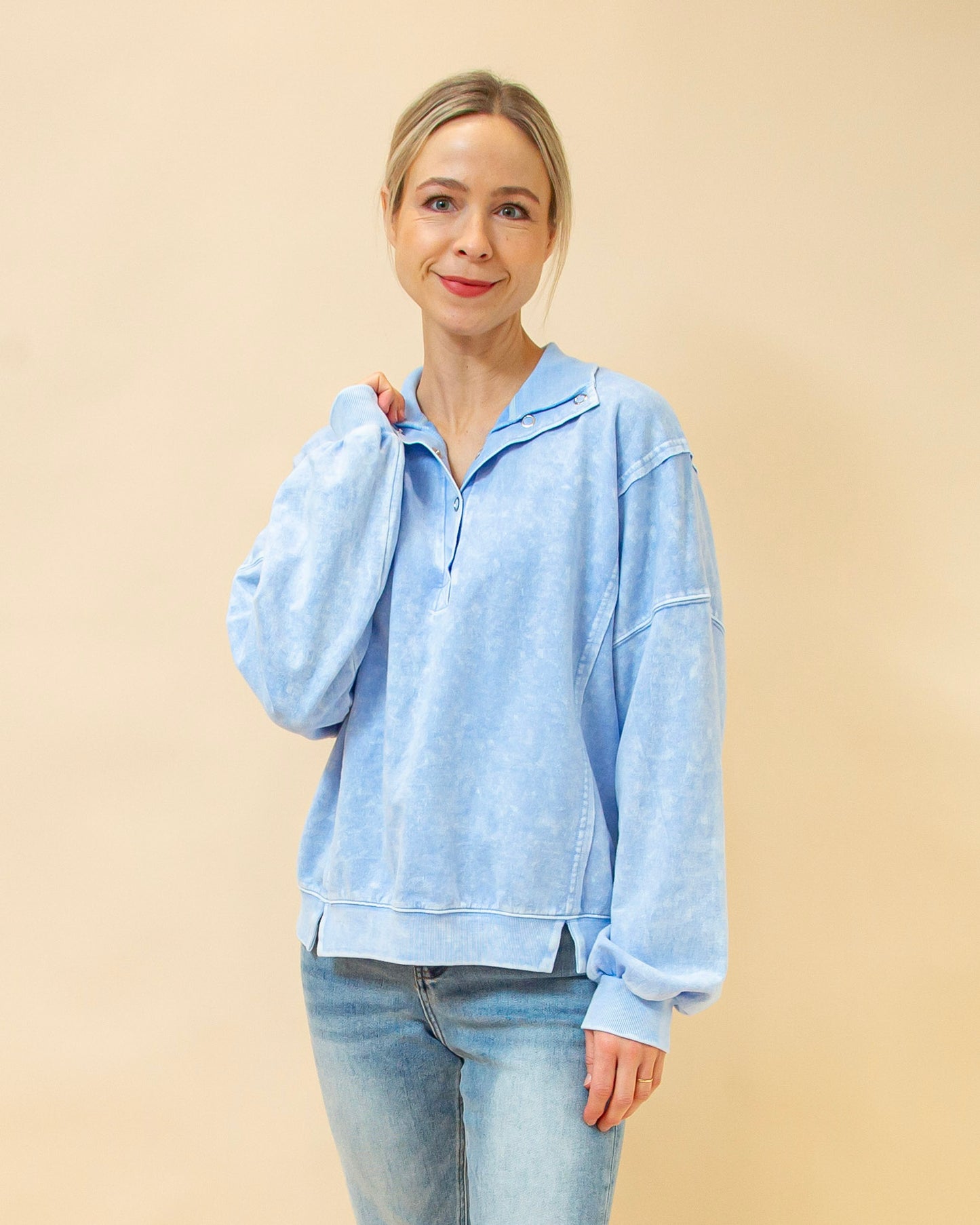 In A Snap Pullover in Light Blue (8931827581179)